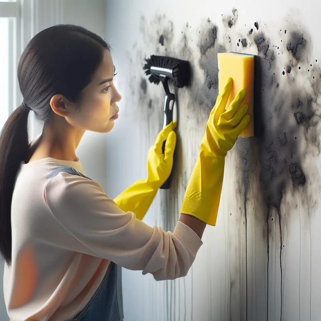 How to clean smoke damaged walls using a dry sponge to remove soot