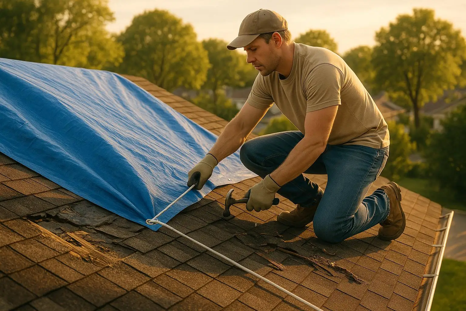 How to Tarp a Roof After Storm Damage