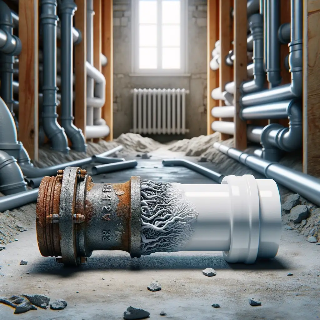 PVC pipe replacement for old cast iron drain pipes