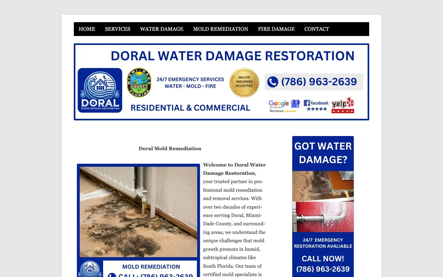 Doral Water Damage Restoration Website