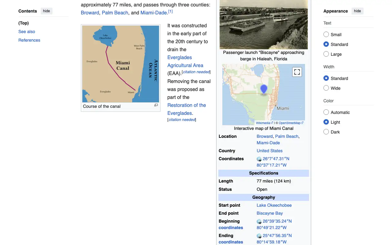 A view of the Miami Canal, illustrating the interconnected waterways of South Florida.