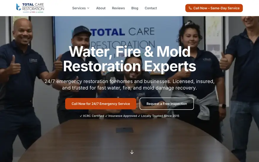 Total Care Restoration operates 24/7 to handle water, mold, and sewage emergencies across South Florida.