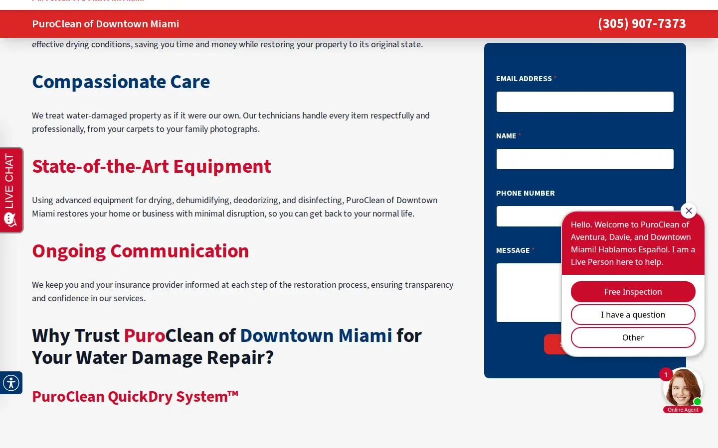 PuroClean of Downtown Miami water damage page