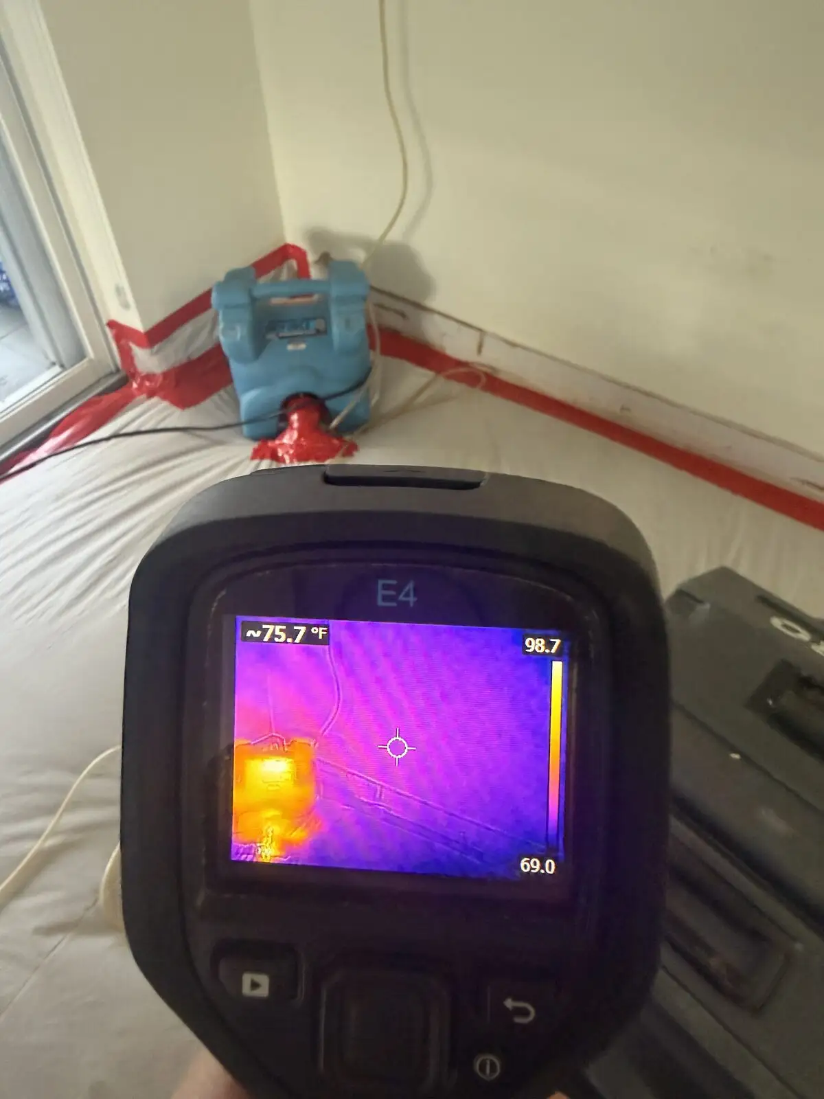 Thermal moisture mapping during a Country Walk water-damage dry-out.