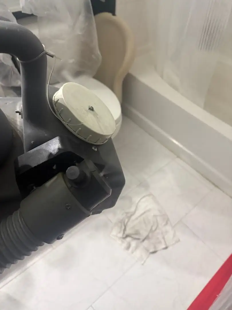 Bathroom extraction equipment during a Miami restoration job.