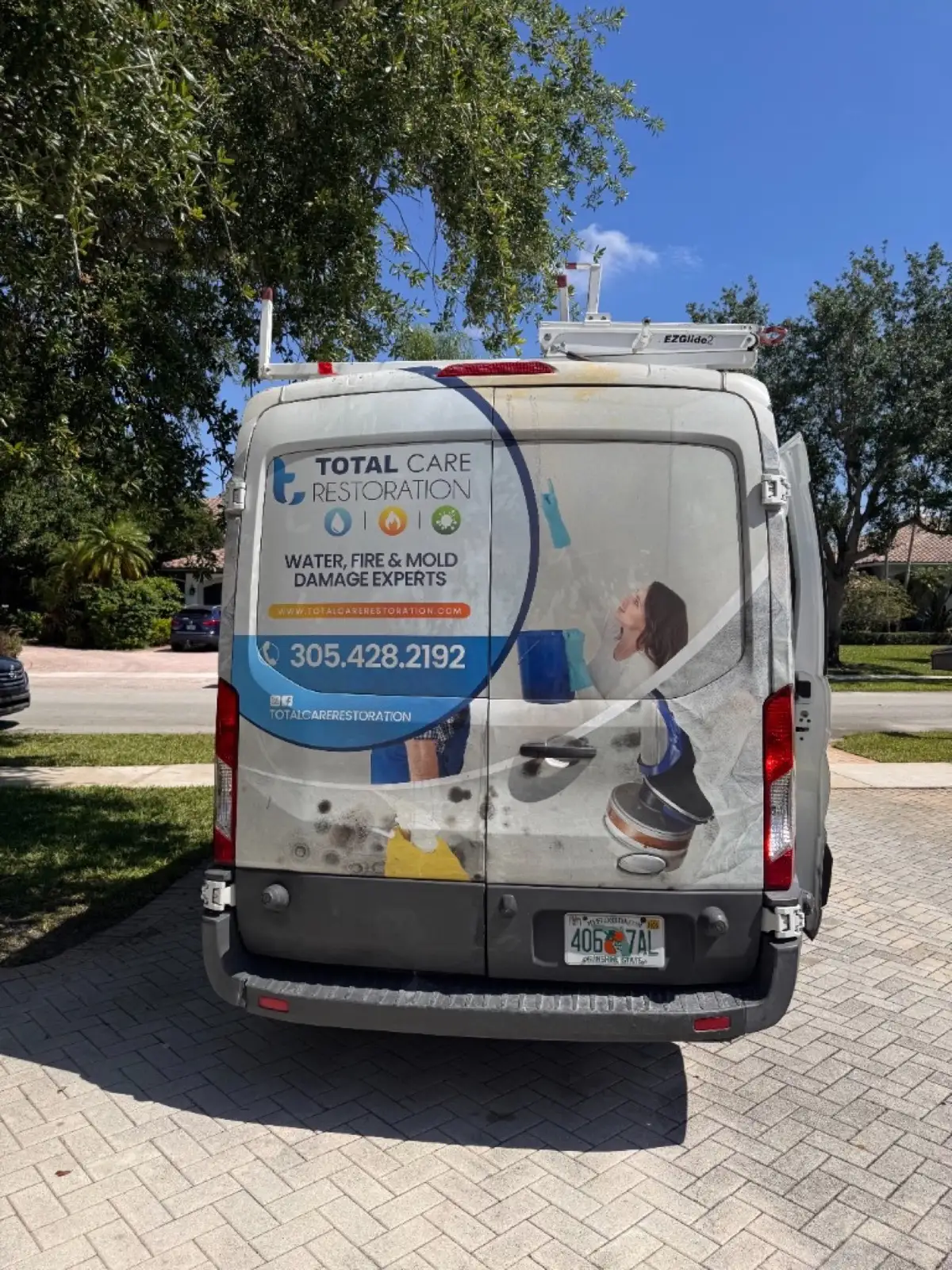 Total Care Restoration crew on site for residential mold remediation in Davie, FL