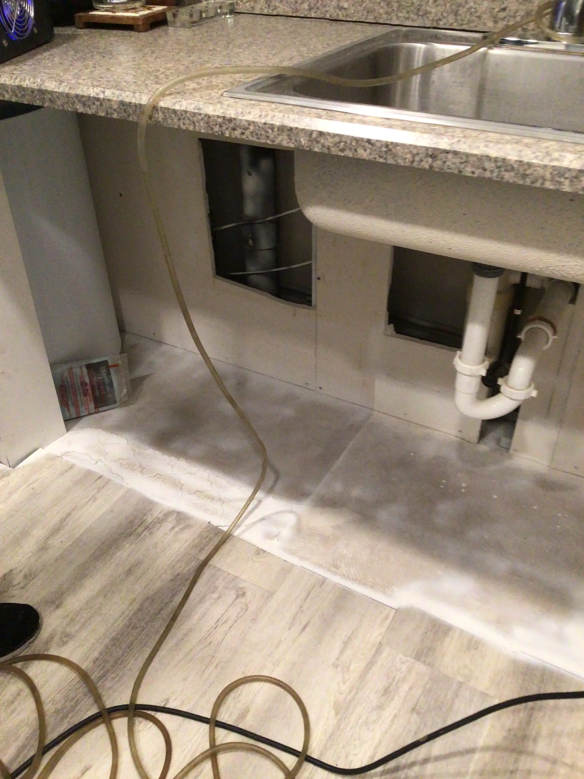 Professional cleaning mold under sink - typical small area remediation